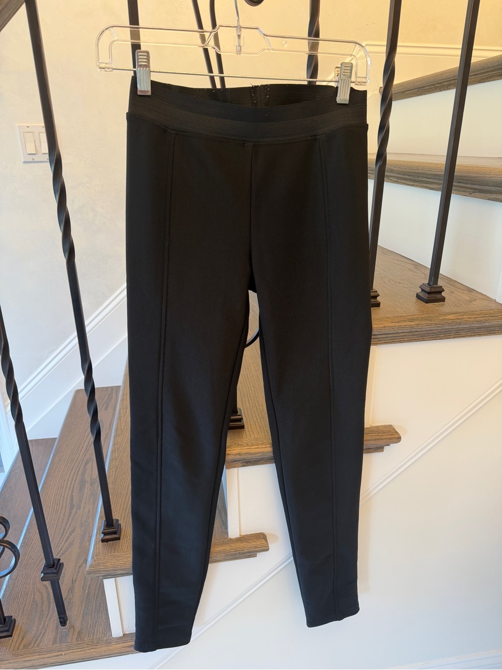 Forever 21 Black High Rise Ribbed Bandage Leggings Pants Seam Detail XS